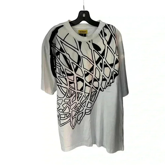 Market X Smiley T-Shirt White Basketball Net Crew Neck Men’s Size XXL - Picture 2 of 9